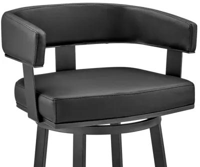 Faux Leather Swivel Low Back Counter Height Bar Chair - Black