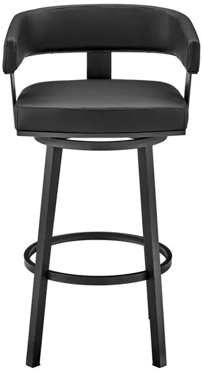 Faux Leather Swivel Low Back Counter Height Bar Chair - Black