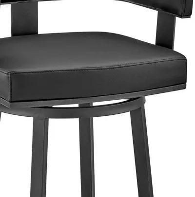 Faux Leather Swivel Low Back Counter Height Bar Chair - Black