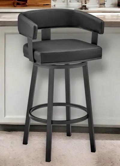 Faux Leather Swivel Low Back Counter Height Bar Chair - Black