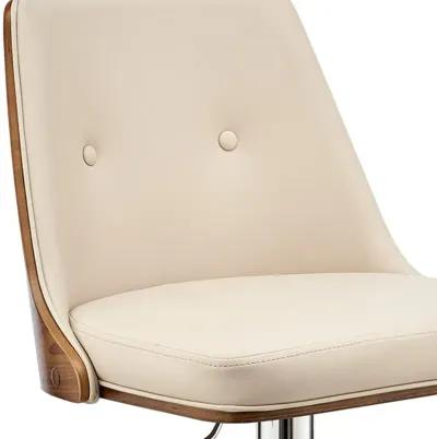 Faux Leather Swivel Adjustable Height Bar Chair - Cream / Silver