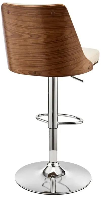 Faux Leather Swivel Adjustable Height Bar Chair - Cream / Silver