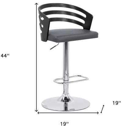 44" Swivel Adjustable Height Bar Chair - Gray / Silver