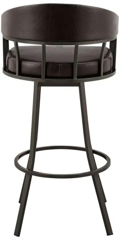 40" Faux Leather Swivel Low Back, Bar Height Bar Chair - Brown