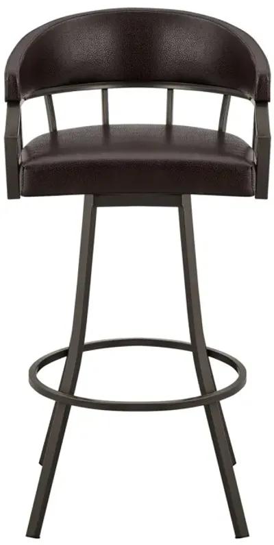 40" Faux Leather Swivel Low Back, Bar Height Bar Chair - Brown