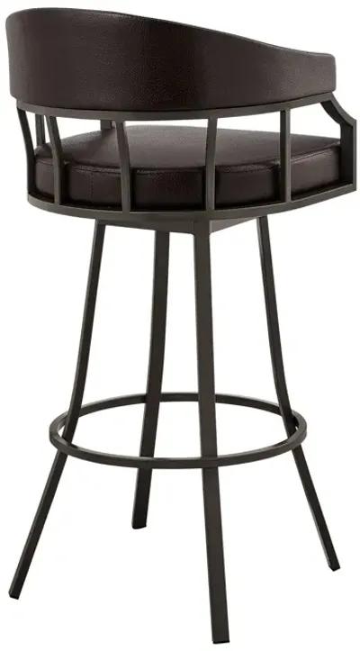 40" Faux Leather Swivel Low Back, Bar Height Bar Chair - Brown