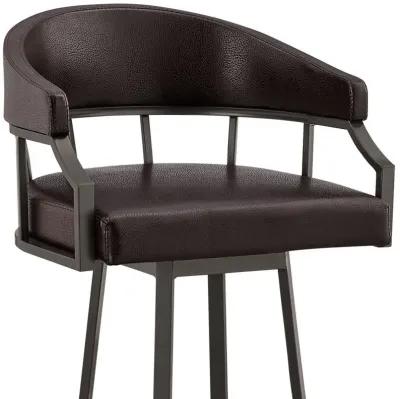 40" Faux Leather Swivel Low Back, Bar Height Bar Chair - Brown