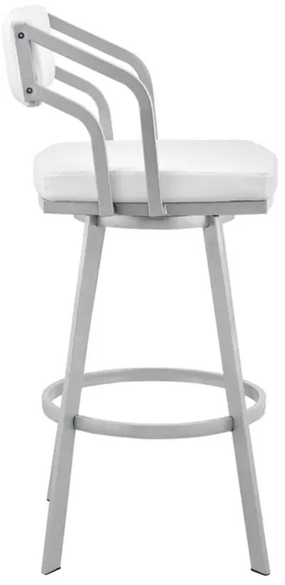 40" Swivel Low Back Bar Height Bar Chair - White / Silver