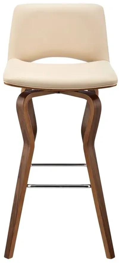 36" Faux Leather Swivel Low Back Counter Height Bar Chair - Cream / Brown