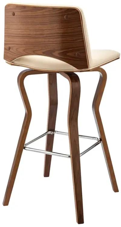 36" Faux Leather Swivel Low Back Counter Height Bar Chair - Cream / Brown