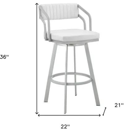 Swivel Low Back Counter Height / Bar Chair - White / Silver