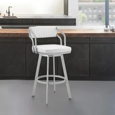 Swivel Low Back Counter Height / Bar Chair - White / Silver