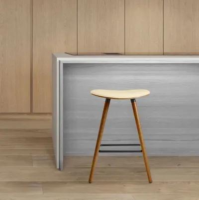 Backless Counter Height Bar Chair - Cream / Brown