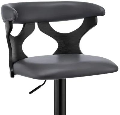 43" Faux Leather Swivel Adjustable Height Bar Chair - Gray / Black