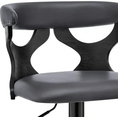 43" Faux Leather Swivel Adjustable Height Bar Chair - Gray / Black