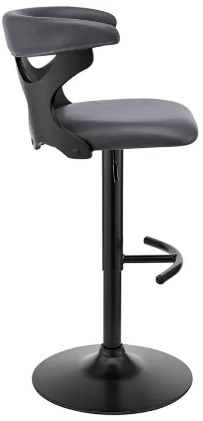 43" Faux Leather Swivel Adjustable Height Bar Chair - Gray / Black