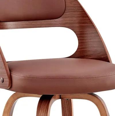 Faux Leather Swivel Counter Height Bar Chair - Brown