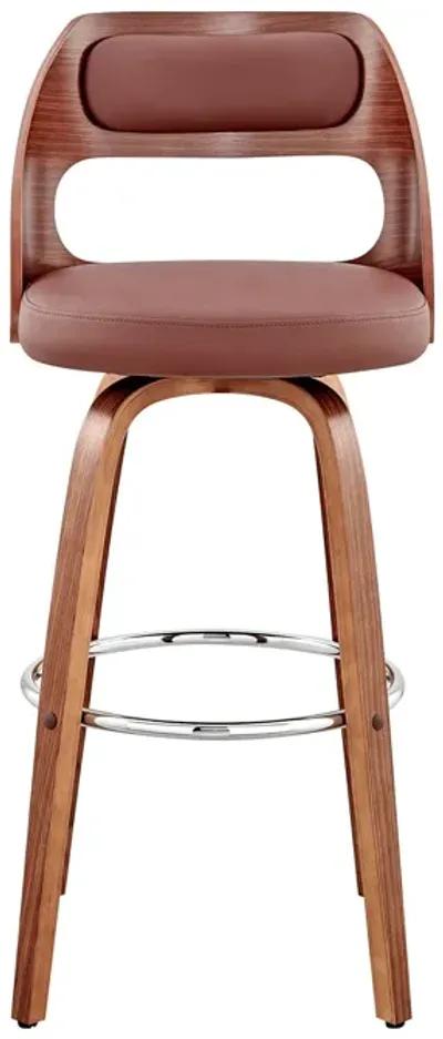 Faux Leather Swivel Counter Height Bar Chair - Brown