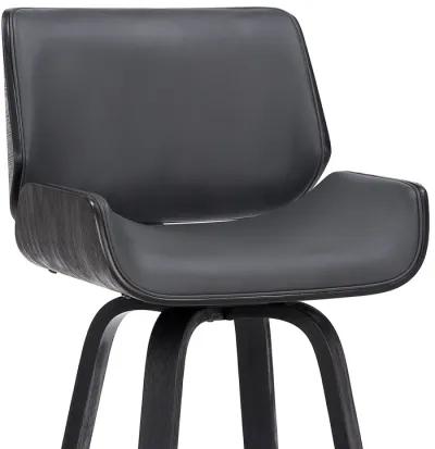 42" Faux Leather Swivel Bar Height Bar Chair - Gray / Black