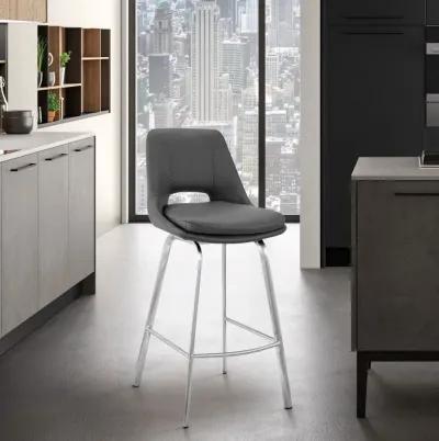 Swivel Low Back Counter Height Bar Chair - Gray / Silver