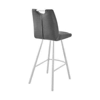 Iron Counter Height Bar Chair - Gray / Silver