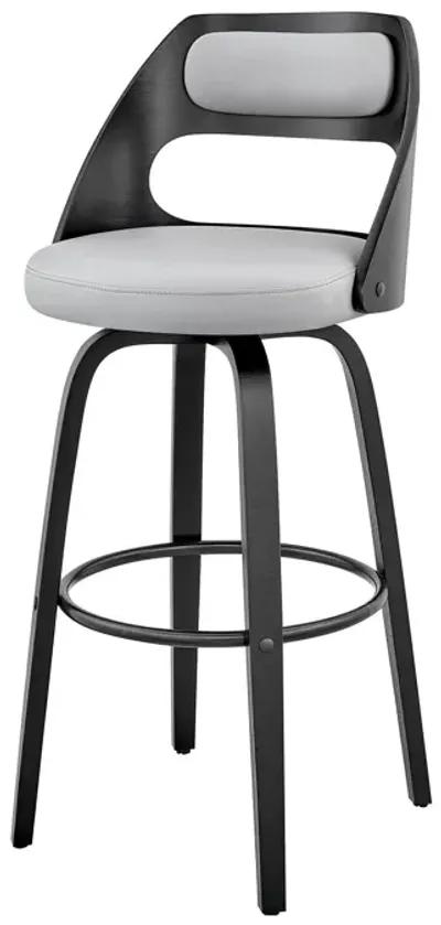 Faux Leather Swivel Bar Height Bar Chair - Gray