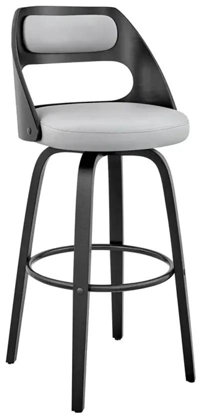 Faux Leather Swivel Bar Height Bar Chair - Gray