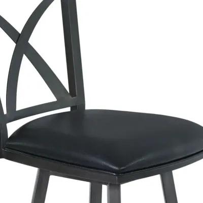 Faux Leather Swivel Bar Height Bar Chair - Black