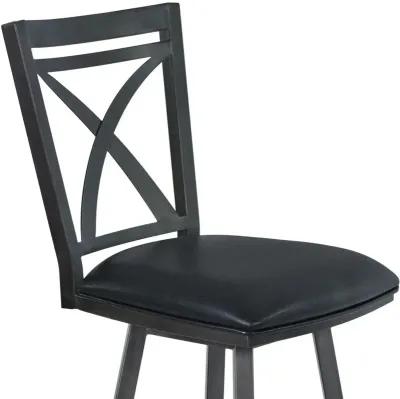 Faux Leather Swivel Bar Height Bar Chair - Black