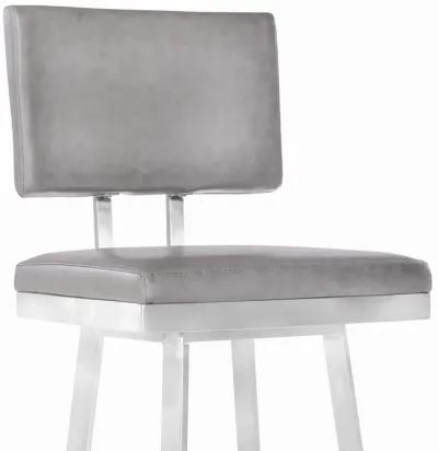 43.5" Swivel Bar Height Bar Chair - Gray / Silver