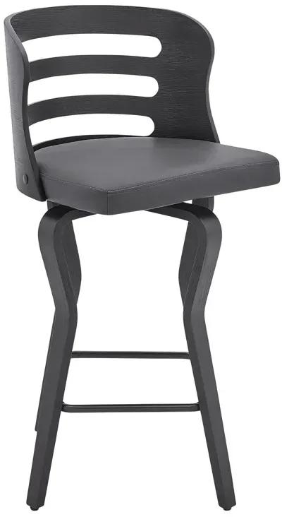 35" Faux Leather Swivel Low Back Counter Height Bar Chair - Gray / Black