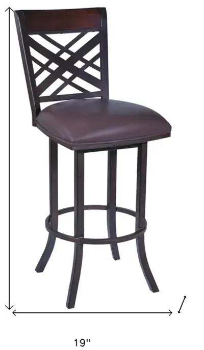 Faux Leather Bar Height Bar Chair - Brown