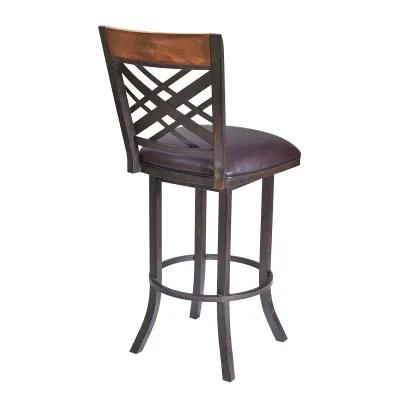 Faux Leather Bar Height Bar Chair - Brown