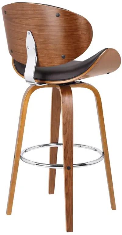 38" Faux Leather Swivel Low Back Counter Height Bar Chair - Brown