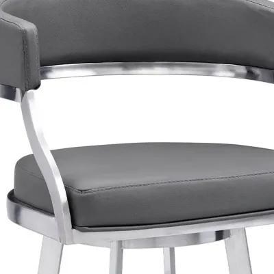 42" Faux Leather Swivel Low Back Bar Height Bar Chair - Gray / Silver