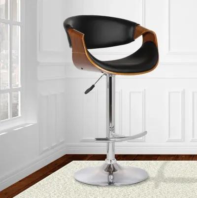 Solid Wood Swivel Low Back Adjustable Height Bar Chair - Black / Silver