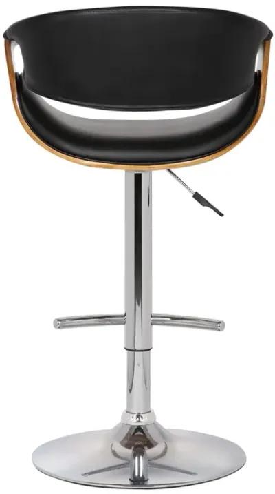 Solid Wood Swivel Low Back Adjustable Height Bar Chair - Black / Silver