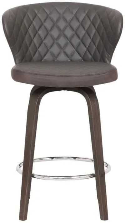 40" Faux Leather Swivel Low Back Bar Height Bar Chair - Brown