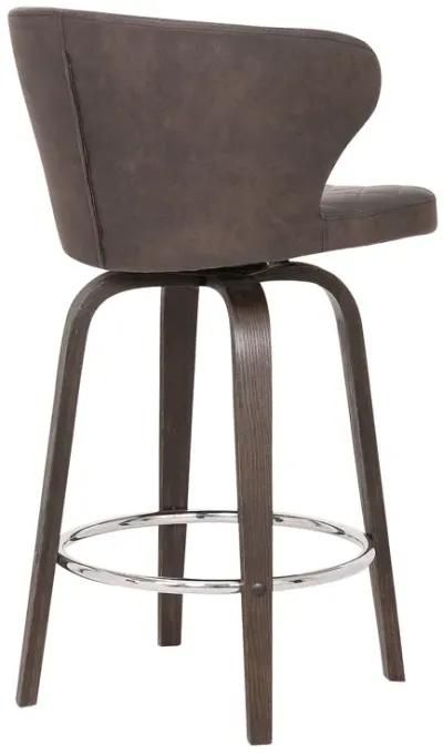 40" Faux Leather Swivel Low Back Bar Height Bar Chair - Brown