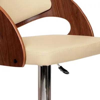 Swivel Low Back Adjustable Height Bar Chair - Cream / Brown