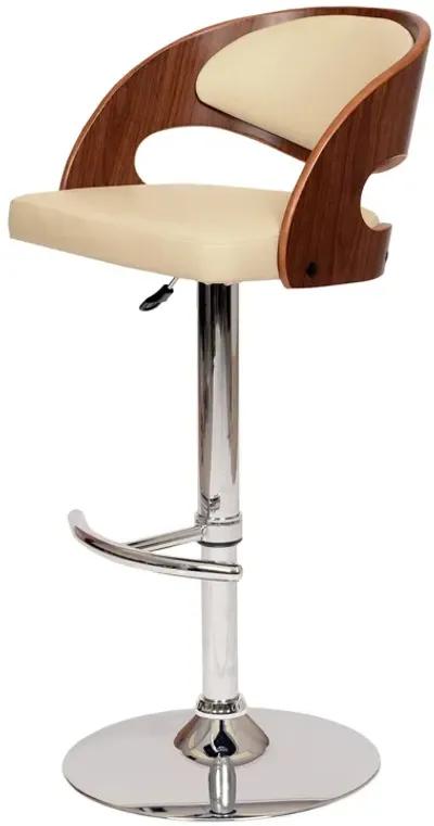 Swivel Low Back Adjustable Height Bar Chair - Cream / Brown