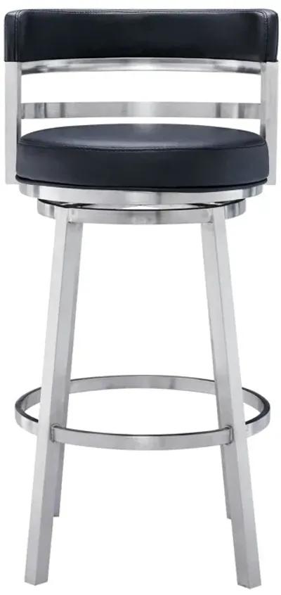 35" Swivel Low Back Counter Height Bar Chair - Black / Silver