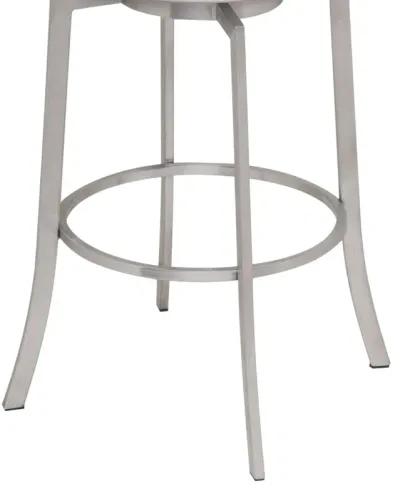 35" Faux Leather Swivel Low Back Counter Height Bar Chair - White / Silver