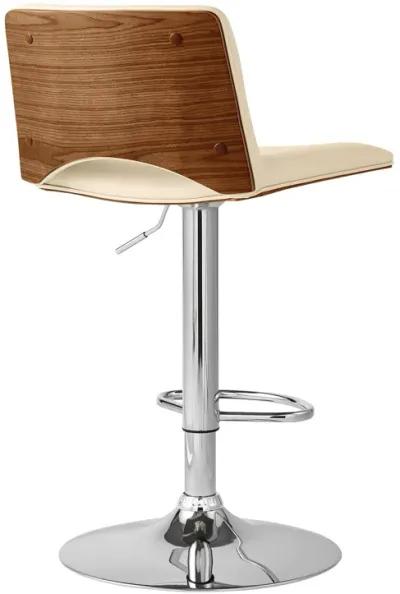 42" Faux Leather Swivel Low Back Adjustable Height Bar Chair - Cream / Silver