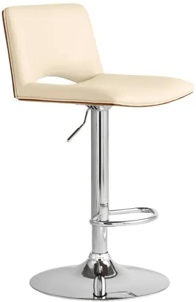 42" Faux Leather Swivel Low Back Adjustable Height Bar Chair - Cream / Silver