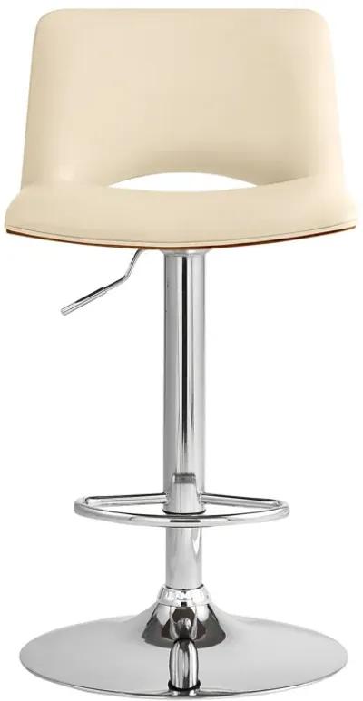 42" Faux Leather Swivel Low Back Adjustable Height Bar Chair - Cream / Silver