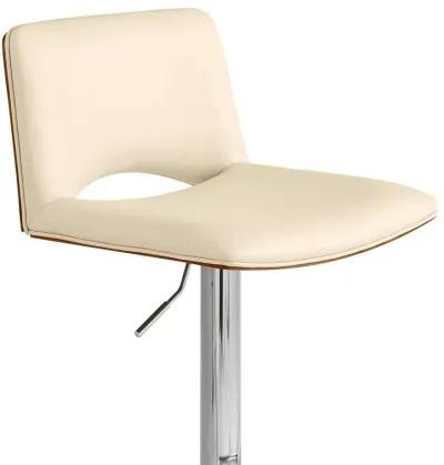 42" Faux Leather Swivel Low Back Adjustable Height Bar Chair - Cream / Silver