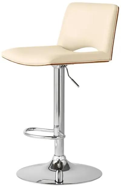 42" Faux Leather Swivel Low Back Adjustable Height Bar Chair - Cream / Silver