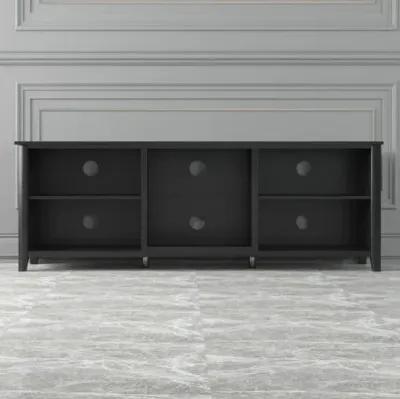 Open Shelving TV Stand With Bookcase - Black