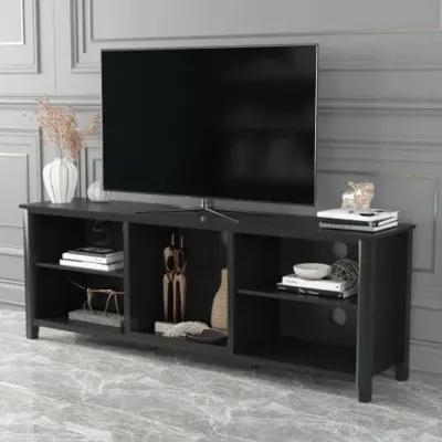 Open Shelving TV Stand With Bookcase - Black